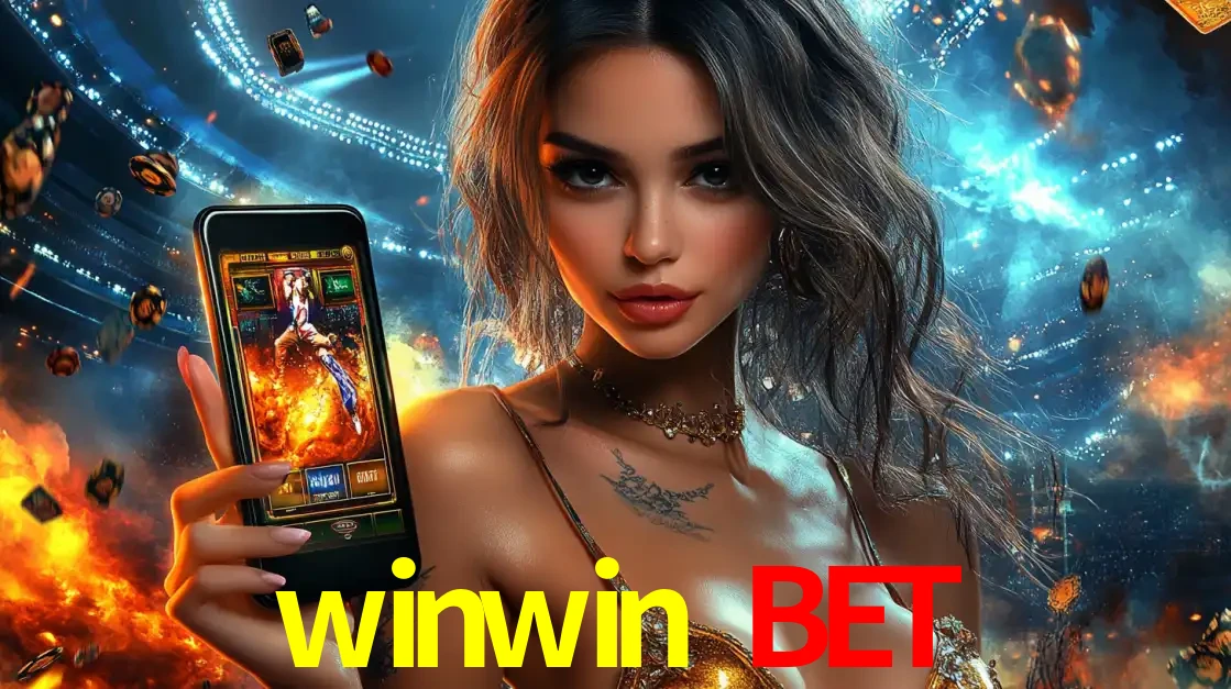 Mulher segurando um celular com um jogo de slot em destaque, tendo como fundo um estádio vibrante, simbolizando a emoção de jogar no cassino móvel winwin bet.